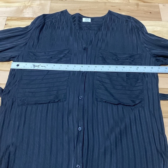 Chic Wilfred Silk Blend Charcoal Black Tunic Button-Up Blouse - Picture 3 of 12